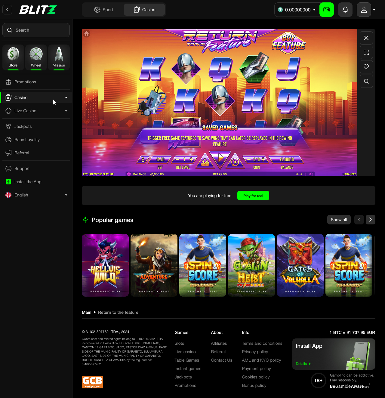 Interface de Apostas Desportivas da Blitz